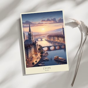 Lyon, France, Skyline, Travel, Poster, Print, Art, Home Décor, Wall-Art - A4, A3, A2 Sizes - Gift For Loved ones (Made to Order)