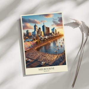 Melbourne, Australia, Skyline, Travel, Poster, Print, Art, Home Décor, Wall-Art - A4, A3, A2 Sizes - Gift For Loved ones (Made to Order)