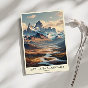 Patagonia Mountains, Argentina, Travel, Poster, Print, Art, Home Décor, Wall-Art - A4, A3, A2 Sizes - Gift For Loved ones (Made to Order)