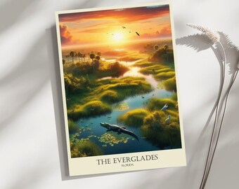 Everglades, Florida, Reise, Poster, Druck, Kunst, Wohnkultur, Wandkunst - A4, A3, A2 Größen - Geschenk für Ihre Lieben (Made to Order)