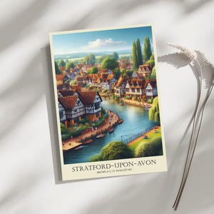 Stratford-upon-Avon, Engeland, Reizen, Poster, Print, Kunst, Woondecoratie, Muurkunst, Reizen, Poster, Print, Kunst, Woondecoratie - A4, A3, A2-formaten - Cadeau voor dierbaren (op bestelling gemaakt)