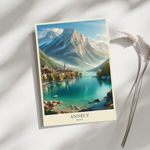 Annecy, France, Lakeside, Travel, Poster, Print, Art, Home Décor, Wall-Art - A4, A3, A2 Sizes - Gift For Loved ones (Made to Order)