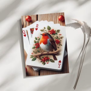 Perca rústica, petirrojo, naipe, póster, impresión, arte, decoración del hogar, arte mural - A4, A3, A2 - Regalo para seres queridos (hecho a pedido)