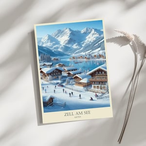 Zell am See, Austria, Ski Resort, Travel, Poster, Print, Art, Home Décor, Wall-Art - A4, A3, A2 Sizes - Gift For Loved ones (Made to Order)