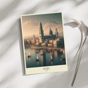 Bari, Italy, Skyline, Travel, Poster, Print, Art, Home Décor, Wall-Art - A4, A3, A2 Sizes - Gift For Loved ones (Made to Order)