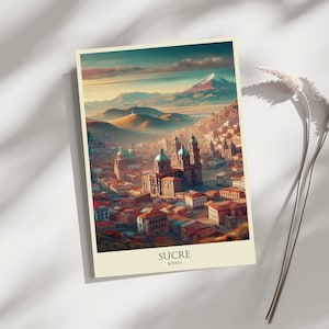 Sucre, Bolivia, Skyline, Travel, Poster, Print, Art, Home Décor, Wall-Art - A4, A3, A2 Sizes - Gift For Loved ones (Made to Order)