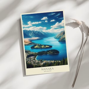 Wanaka, New Zealand, Skyline, Travel, Poster, Print, Art, Home Décor, Wall-Art - A4, A3, A2 Sizes - Gift For Loved ones (Made to Order)