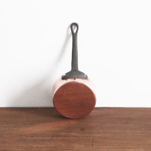 Vintage French Copper Mini Pot Pan Saucepan with Cast Iron Handle