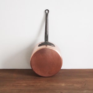 Vintage French Copper Pot Pan with Cast Iron Handle stamped