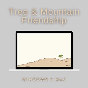 Tree & Mountain friendship Wallpaper/Background For PC/Computer/Mac Simple Design Wallpaper Background
