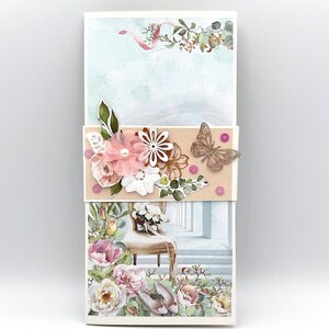 Partecipazione di nozze | Regalo di anniversario | ShabbyChic | Biglietto di San Valentino con porta soldi | Biglietto d'auguri 3D fatto a mano per donne