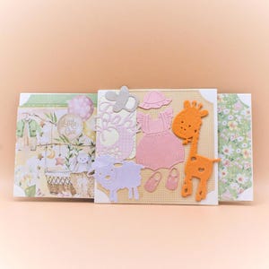 Compleanno della neonata – Busta regalo fatta a mano con soldi – Fustelle di giraffa e animali, patta in rilievo – Porta biglietti 3,7x8,3”