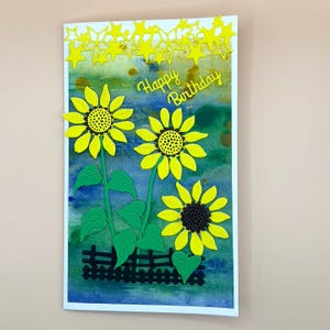 Cartão de aniversário de girassol - Cartão de felicitações floral 3D feito à mão - Presente exclusivo para mãe, irmã, amiga