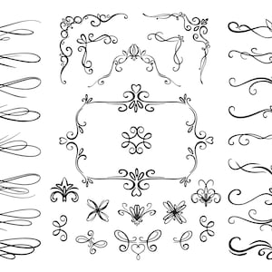 Vintage decoration frames set elements in flat graphic design. Collection objects of decorative swirl page dividers. Vector illustration.