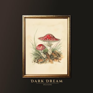 Vintage Botanical Mushroom Print: Downloadable Nature Wall Art for Forest-Inspired Home Decor