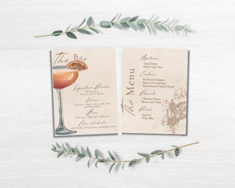 Digital Template Bar and Dinner Menu Etsy