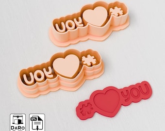 Love You Heart Clay Cutter – Valentine's Day, 4 Sizes (STL Digital File)