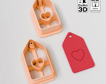 Valentine Tag Heart Clay Cutter - 3D Print STL File (Digital Download)