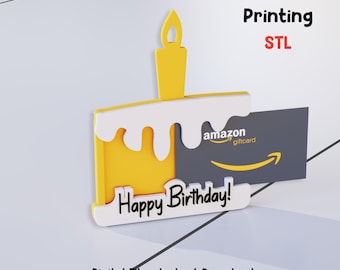 3D Print Cake Gift Card Holder STL File, Birthday (Digital Files)