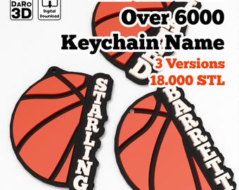 Mega pack 6000 Basket Ball keychain, naming keychain English / American name basket keychain STL Digital Download | 3 Versions | 18000 STL