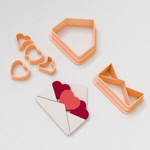 Valentine Envelope Heart Polymer Clay Cutter -  STL Digital File – 3D Printable Cutters STL File - 5 Sizes -  STL Clay Cutters