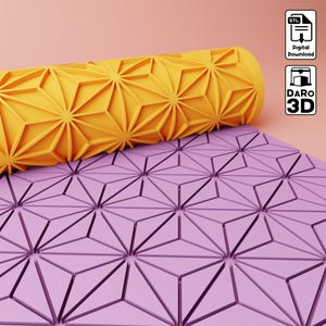 STL テクスチャ ローラー | 幾何学的テクスチャ ローラー | 和風 #9 ポリマー粘土シームレス テクスチャ ローラー デジタル ファイル STL 粘土テクスチャ ローラー