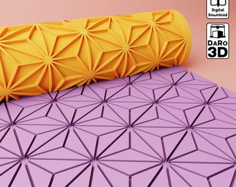 STL Texture Roller | Geometric Texture Roller | Japanese Style #9 Polymer clay Seamless texture roller Digital File STL Clay Texture Roller