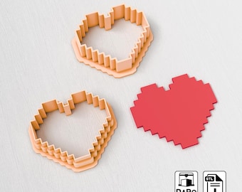 Pixel Heart Cutter - 3D Printable Valentine Clay Cutter (STL Digital File)