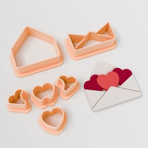 Valentine Envelope Heart Polymer Clay Cutter -  STL Digital File – 3D Printable Cutters STL File - 5 Sizes -  STL Clay Cutters