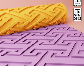 Japanese Style #3 Texture Roller | Polymer Clay STL File (Digital Download)