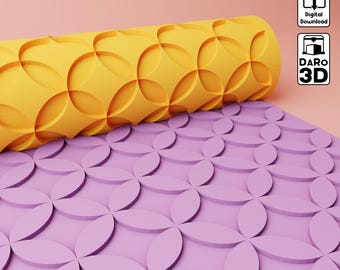 STL Texture Roller | Stars Texture Roller | Japanese Style #9 | Polymer clay Seamless texture roller Digital File STL Clay Texture Roller