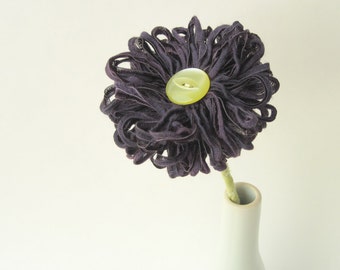 Aubergine Ribbon Flower a handmade artificial flower