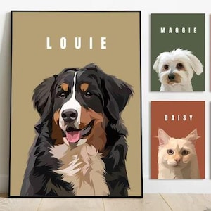 Ritratto di animale domestico personalizzato / Ritratto digitale di cane o gatto / Ritratto di animale domestico personalizzato / Ritratto ad acquerello / Stampabile in stile cartone animato / Arte vettoriale /