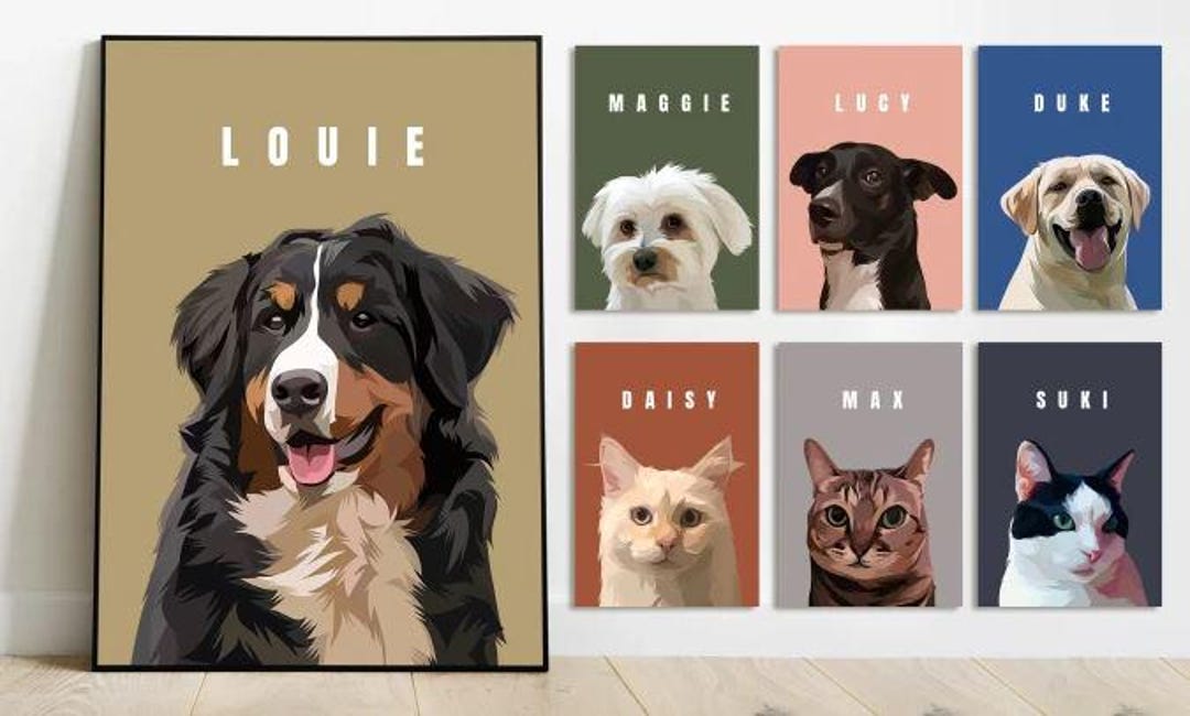 Custom Pet Portrait: Watercolor Style Dog or Cat Art (digital Download ...