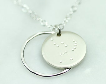 Orion necklace - Constellation necklace - sterling silver necklace - astrology jewelry - silver disc necklace - circle jewelry
