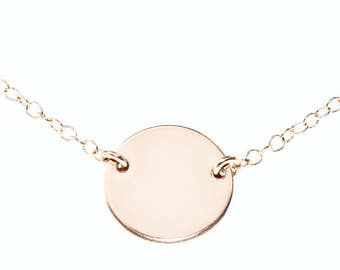 Rose gold disc necklace - rose gold jewelry - circle necklace - minimalist and timeless