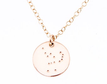 Orion constellation necklace - astrology jewelry - rose gold disc necklace