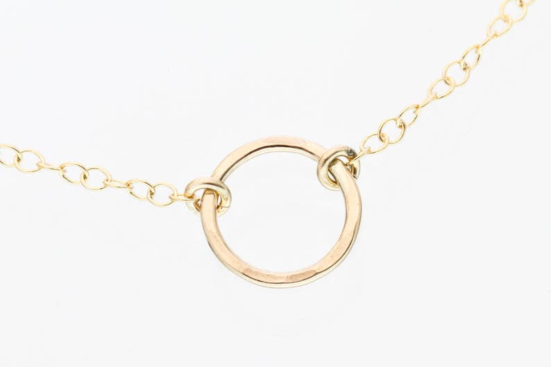 Gold Circle Necklace Gold Karma Necklace Dainty Gold Etsy