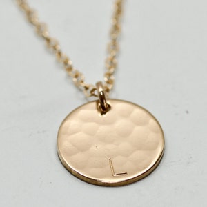 Initial necklace - gold disc necklace - dainty gold necklace - engraved initial jewelry - delicate personalized jewelry - gift for mom