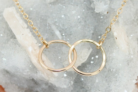 Mother daughter circle necklace cheap gold