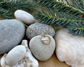 Sterling silver and 14k gold filled necklace - gold & silver circle necklace - simple minimalist jewelry