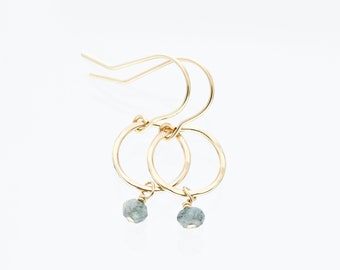 Moss Aquamarine earrings - Semi precious gemstone jewelry - Seafoam blue