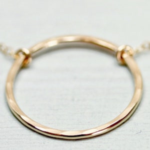 Gold circle necklace - dainty gold necklace - delicate jewelry - minimalist - 16mm image 1