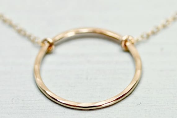 Gold circle necklace - dainty gold necklace - delicate jewelry - minimalist - 16mm