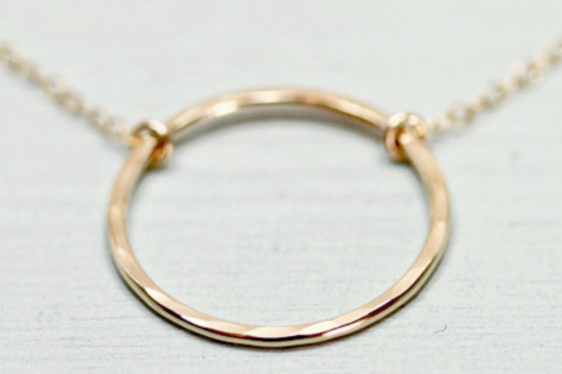 Gold circle necklace - dainty gold necklace - delicate jewelry - minimalist - 16mm image 1