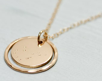 Constellation necklace - Orion necklace - constellation jewelry - dainty gold necklace - gold circle necklace - disc necklace - minimalist