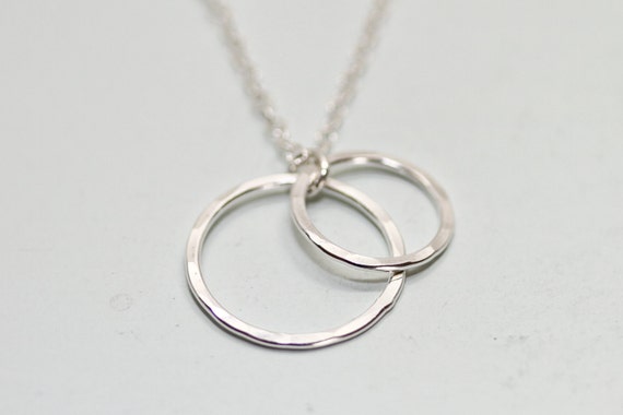 Mother daughter necklace - mother child jewelry - 2 circle necklace - sterling silver necklace - mom necklace silver - mothers day gift