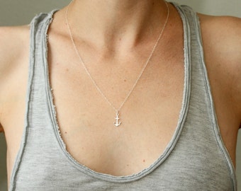 Silver anchor necklace - sterling silver nautical jewelry - nautical necklace - dainty silver necklace - minimalist