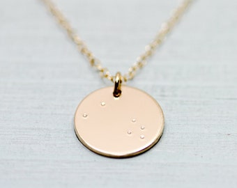 Taurus constellation necklace - gold disc necklace - minimalist astrology jewelry