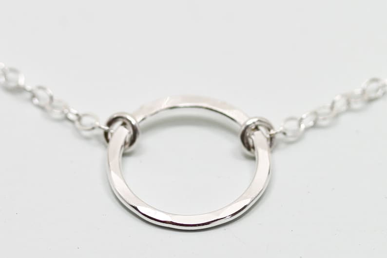 Sterling silver circle necklace minimalist jewelry 12mm timeless image 1